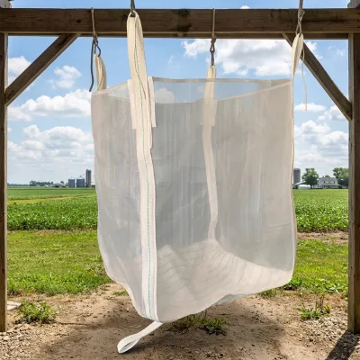Ventilated Mesh Side FIBC Jumbo Ton Bag 1000kg Tubular Fabric for Fresh Garlic Potato Firewood Farm Bulk Cargo Export
