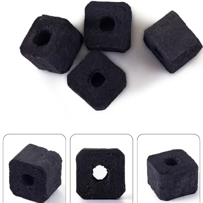 Long Burning Time 70-80 Minutes Ash 3.8% Machine-Made Bamboo Charcoal Cube 42x42x30mm 7500J for BBQ