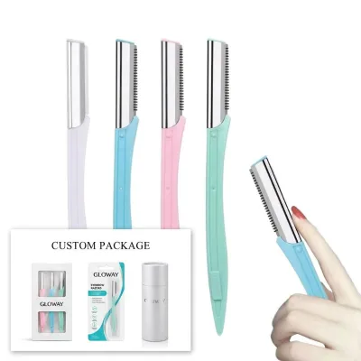 Professional Facial Razor for Women with Macro Protection Net Stainless Steel Eyebrow Trimmer Dermaplaning Shaver Private Label