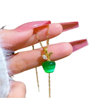 Emerald Water Drop Zircon Pendant Necklace Fashion Trend Necklace