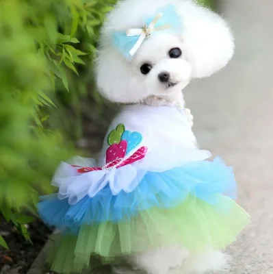 C&C Customized Pet Clothes Peach Blossom Pet Princess Dress Nylon Pet Dress Clothes