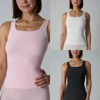New Arrival Custom Logo Lace Qute Scoop Neck Womens Tank Tops