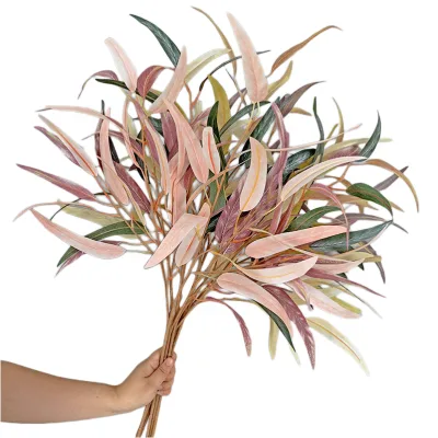 Hot Sale Long Stem 100cm Silk Plant Leaf Artificial Willow Leaves for Wedding Event Decor