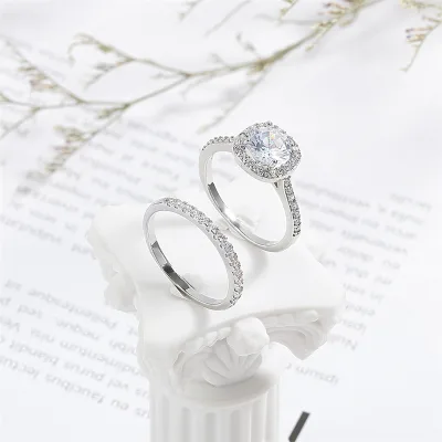 Fashion Zircon Open Ring Sweet White Gold Plating Design Index Finger Ring
