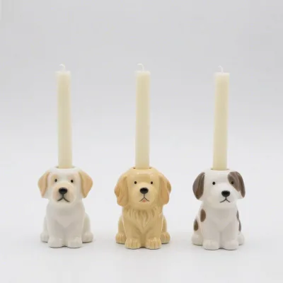 Dog-Shaped Ceramic Candle Holder - 3D Puppy Design with Paw Details | Cozy Pet Lover's Home Decor Gift