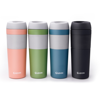 High Quality 450ml Double Walled Stainless Steel Thermos with Pop-up Lid and Silicone Sleeve 6-12 Hours Thermal Insulation