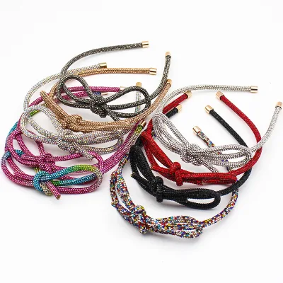 Women Rhinestone Hair Accessories Shinny Thin Head Band Crystal Bow Headband