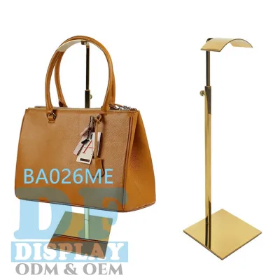 Countertop Gold Adjustable Handbag Display Stand Handbag Purse Display Holder Metal Stainless Steel Single Hanging Bag Display