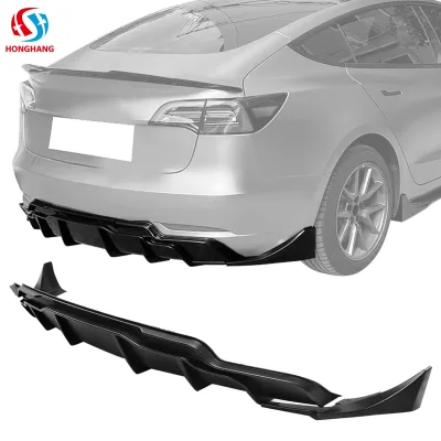 Carbon Fiber Look Rear Diffuser for Tesla Model 3 Bumper Lip Spoiler 2017-2023 Rear Lip Car Modification Body Kit