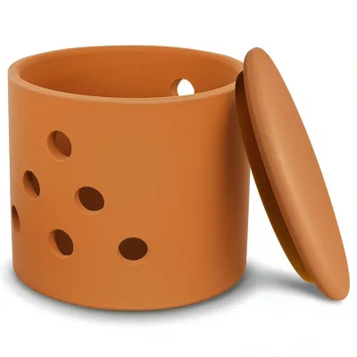Wholesale Terracotta Garlic Keeper with Lid Clay Storage Container with Air Vents for Garlic Onion Ginger Lemon Keep Fresh