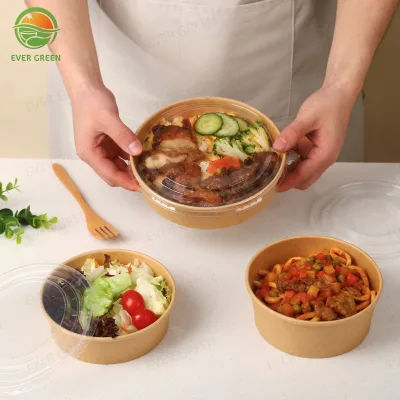 Ever Green KR Disposable Recyclable Refrigerated Food Storage Container with PP Lid for Takeaway Paper Food Packaging