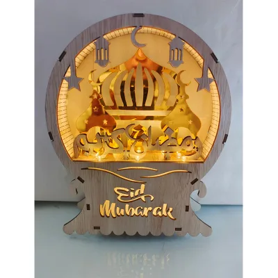 2025 LED Lantern Wood Light for Ramadan Decorations Eid Mubarak Party Eid Wooden Decoration Ramadan Decoration