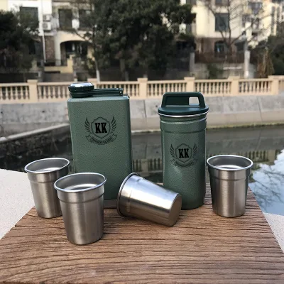 OEM ODM Custom Logo Color Size BPA-Free Hammered Green White Black Stainless Steel Wide Mouth Hip Flask