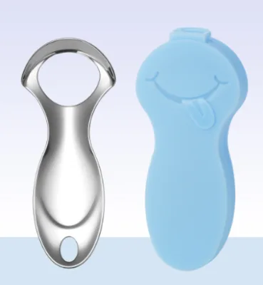 Custom Stainless Steel Tongue Scraper Set 2 Pack Reduce Bad Breath Oral Hygiene Teeth Care Baby Tongue Cleaner