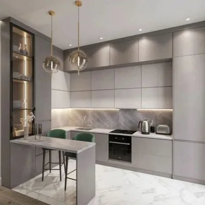 Best Quality Promotional E1 Environment Standard Assembled Modern Design Kitchen Cabinets