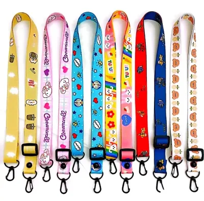 Custom Polyester Badge Neck Straps Heat Transfer Lanyard Mobile Lanyard With Buckle Adjustable