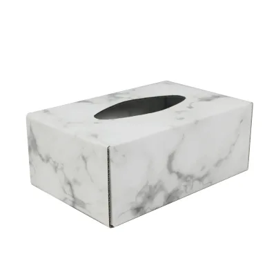 High quality luxury nordic custom rectangular painting desktop tissue storage Marble grain paper tissue box