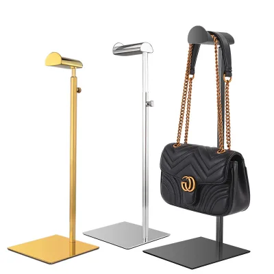 Handbag Store Wholesale Adjustable Gold Stainless Steel Countertop Bag Hanger Tabletop Tote Bag Display Stand