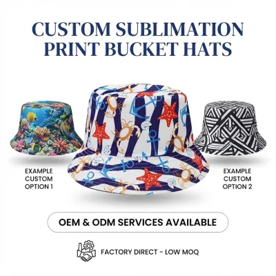 Wholesale Custom logo Hawaii Mediterranean Tourist Souvenirs Kawaii Sea Style Fisherman Hiking Bucket Hat for Women Beach