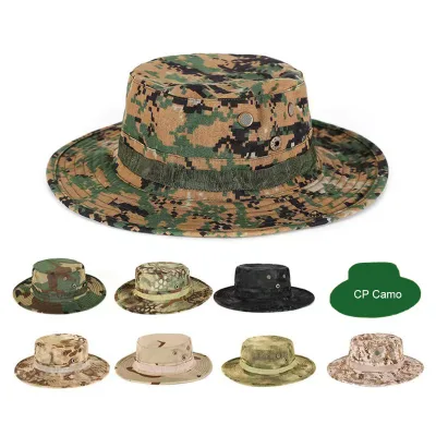 Bulk Supply Camouflage Boonie Hat Breathable UV Protection Sun Hat with Adjustable Wind Cord for Hiking Camping Fishing