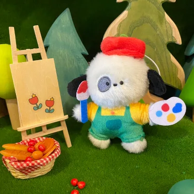 Limited Creative Painter Puppy rare Plush Keychain Pure Handmade Plush Stuffed Animal Doll Keychain Is the Only One for Sale