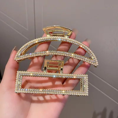 2021 Korean Style Gold Pearls Rhinestone Hair Clip Alloy Handmade Scratching Hair Hairpin