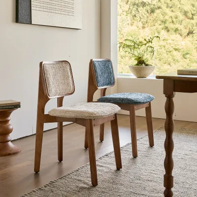 French Modern Durable Solid Wood Dining Chair for Home Restaurant Coffee Shop Use with Ash Wood Finish
