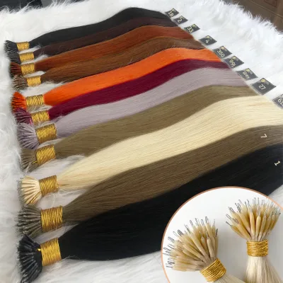 100 Strands Nano Rings Micro Links Human Hair Extensions Natural Blonde Micro Bead Loop Pre Bonded Remy European Straight Hair