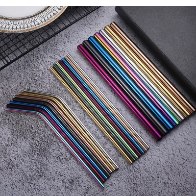 Stainless Steel Straw Spoon Cocktail Milk Coffee Juice Stirring Spoon Reusable Custom Bar Metal Straw Spoon