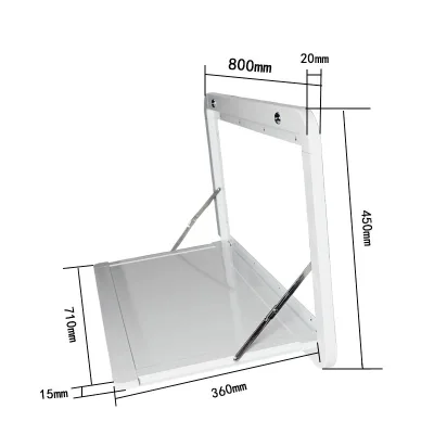 Overall Size 800x450mm White Color Camping Folding Table Side Wall Mounted for RV Camping Car Caravan Camper Trailer