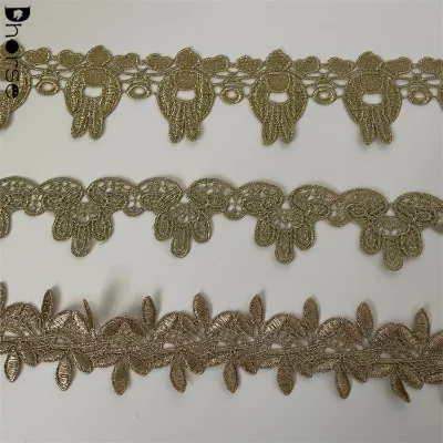 High Quality Gold Color Indian Embroidery Lace Trim for Women