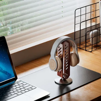 New Headphone Stand Desk Crafts Metal Walnut Wood Structure Desktop Headphone Hanger Ranger Earphone stand