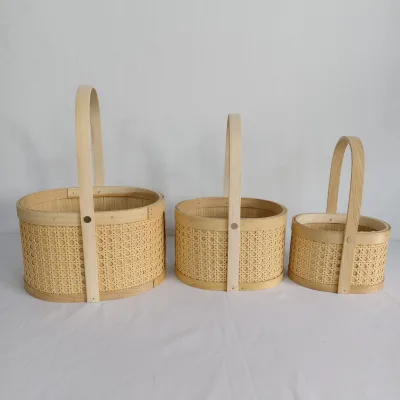Flower Basket Woven Basket Packaging Basket Egg Carrier Nut Cured-meat Box Zongzi Gift Basket Handmade Desktop Floor-standing