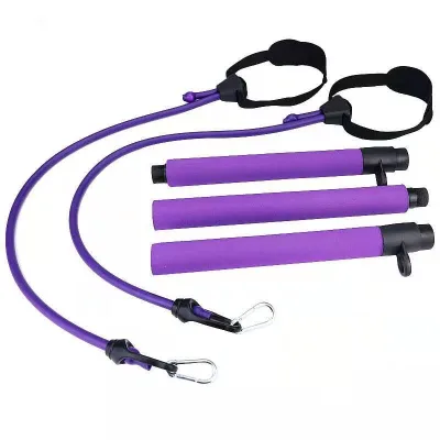 Outdoor Fitness Equipment 3Sections Pilates Bar Kit for Portable Home Gym Workout