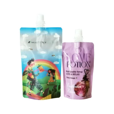 Reusable Honey Stand up Pouch With Spout 200ML Plastic Collapsible Spout Pouch Liquid Nozzle Bag
