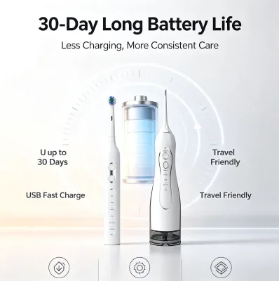 2026 New Trend Rotary Electric Toothbrush Recharge Whitening Automatic Toothbrush & Water Flosser Oral Care Combo OEM ODM