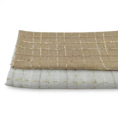 Eco-Friendly 100% Polyester Sequin Brocade Fabric Plaid Check Woven Heavyweight for Jacket Dress Skirt Apparel