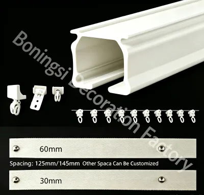 Factory OEM Aluminum Alloy S Wave  Curtain Rail  Custom Length Anti-Rust Ripple Fold Curtain Track Curtain Runner Tape Bracket