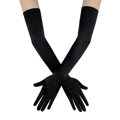 Bride Long Elbow Glove Wedding Accessories Simple Plain Blank Bridal Satin Gloves