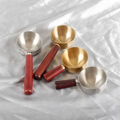Stainless Steel Coffee Measuring Spoon 80ML Walnut Wood Handle Long Scoop For Ground Coffee Tea Kitchen Utensil