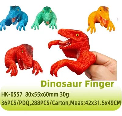 Slow Rebound Soft TPR Silk Screen Printed Cartoon Shape Customized Promotional Gift Squeeze Toy Dinosaur Finger Parties DC-0557