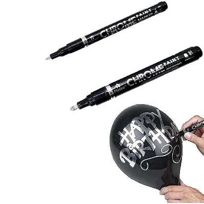 Customizable DIY Props Latex Balloon Set with Silver Marker Party Cup Greeting Card & Graffiti Mirror for Halloween & Graduation