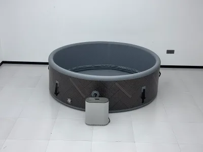 2026 New Round Inflatable Hot Tub Spa Tubs 4-6 Person Portable Bathtub Outdoor with Modern Geometric Pattern for Backyard Garden