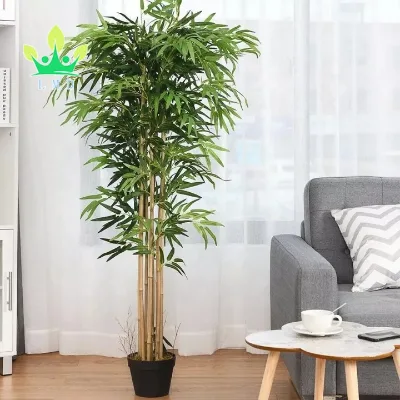 High Quality Artificial Bamboo Tree Simulation Bamboo Silk Leaves Decoration Garden Hotel