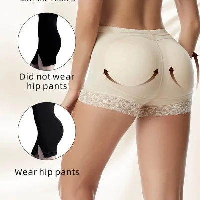 Women's Sexy Thin Lace Hip Enhancer Body Control Shapewear with Push-Up Padding Breathable Everyday Panties for Adults