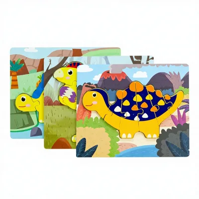 Wincent Wooden Jigsaw Puzzle Toddlers Dinosaur Jurassic Montessori Educational Toy Kids Learning Early Development