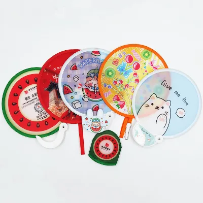 Promotional Cheap Soft Polyester Foldable Hand Fan With Pouch Sublimation Round Blank Custom Logo Nylon Pet Dog Flying Disc