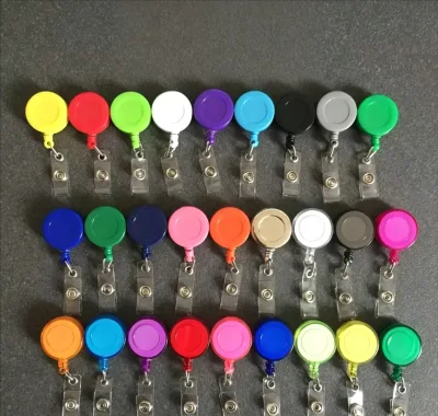 Retractable Badge Holder Heavy Duty Badge Reels ID Holder with Keychain Ring Clip for ID Card Carabiner Key Card Work Badge