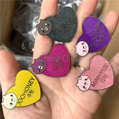 Bulk Cute Korean K-pop Glitter Cute Lapel Pin Star Mini Enamel Name Badge Kpop Logo Pins