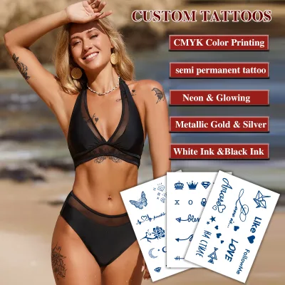 Premium Customizable Semi-Permanent Temporary Tattoo Sheet Create Your Own Logo-Lasts 2 Weeks